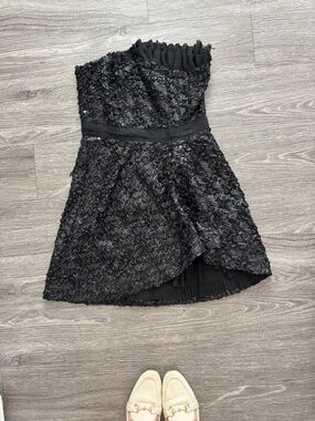 🖤🇺🇸 essentials, classics couture Black Textured A-Line Skirt, city gal, date